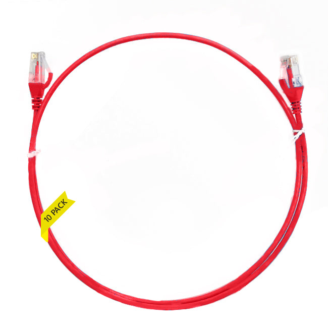 0.25m CAT6 Ultra Thin LSZH Ethernet Network Cable | 10 Pack Red
