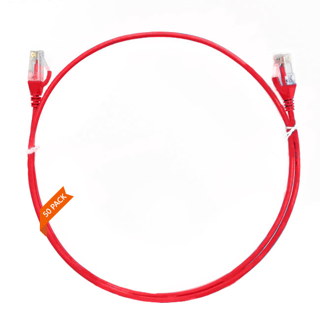 0.25m CAT6 Ultra Thin LSZH Ethernet Network Cable | 50 Pack Red