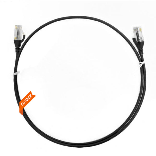 1m CAT6 Ultra Thin LSZH Ethernet Network Cable | 50 Pack Black