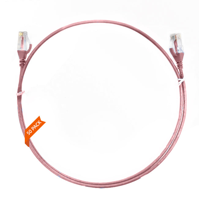 1.5m CAT6 Ultra Thin LSZH Ethernet Network Cable | 50 Pack Pink