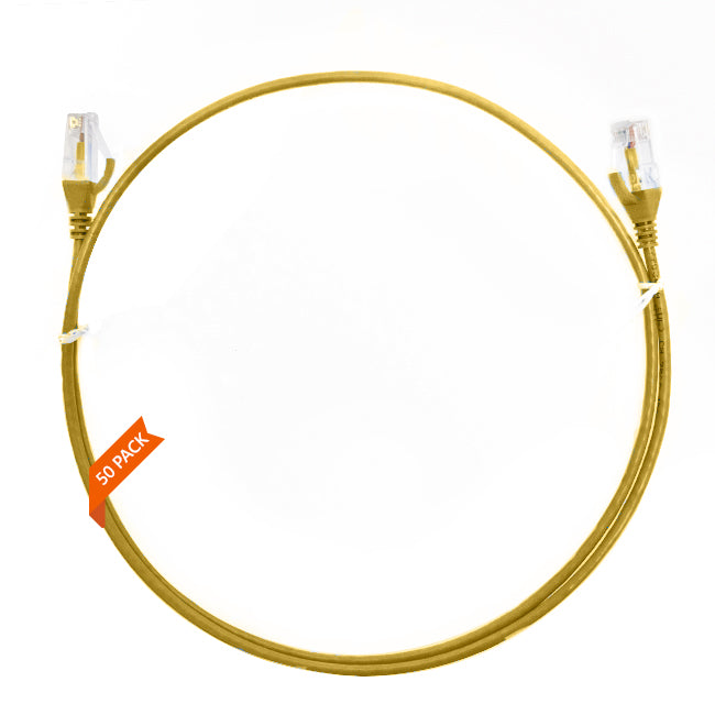 0.75m CAT6 Ultra Thin LSZH Ethernet Network Cable | 50 Pack Yellow