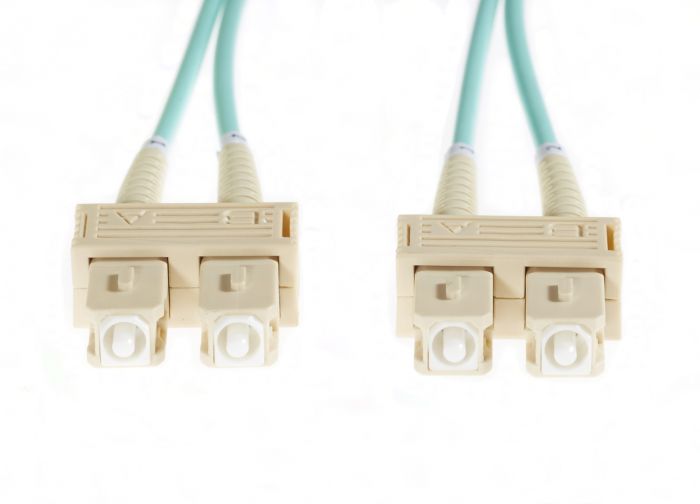1.5m SC-SC OM4 Multimode Fibre Optic Cable: Aqua