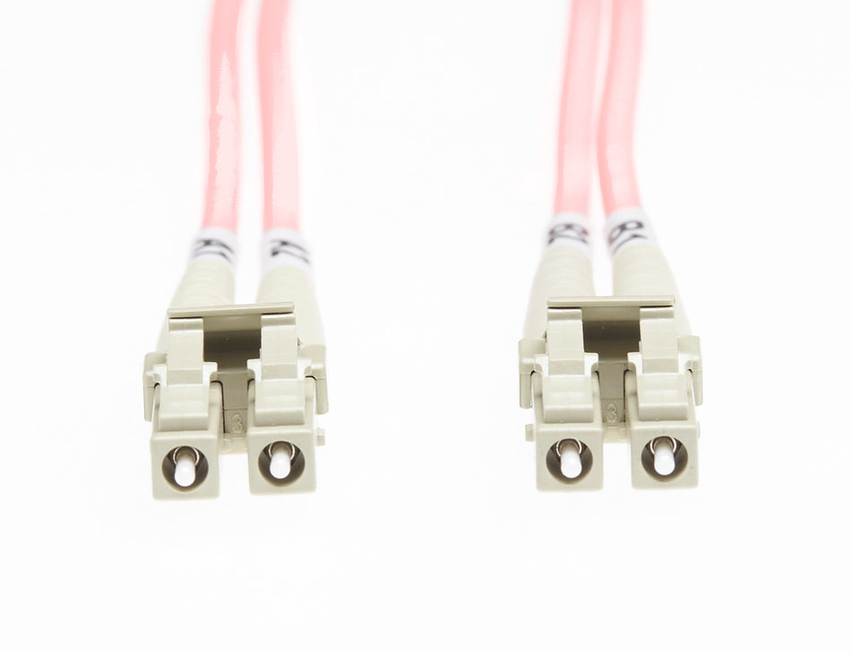 1m LC-LC OM1 Multimode Fibre Optic Cable | Salmon Pink