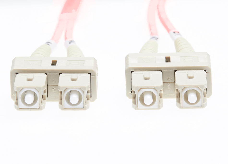 10m SC-SC OM1 Multimode Fibre Optic Cable | Salmon Pink