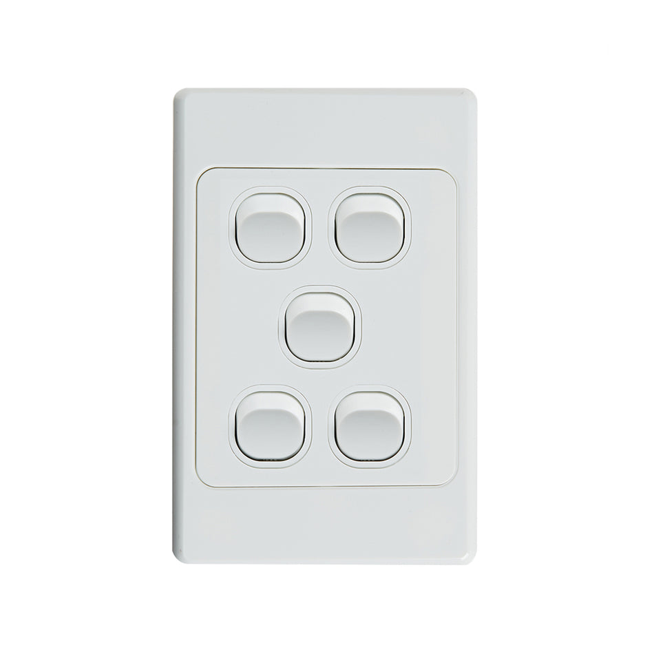 4C | Ultima 5 Gang Switch 250V 16AX - Vertical