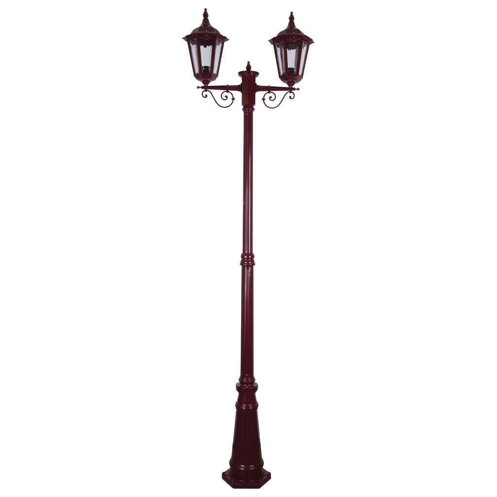 Chester Twin Head Tall Post Light Burgundy