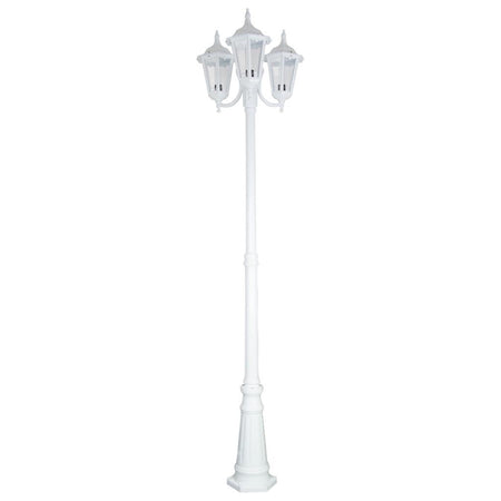 Chester Triple Head Curved Arm Tall Post Light White