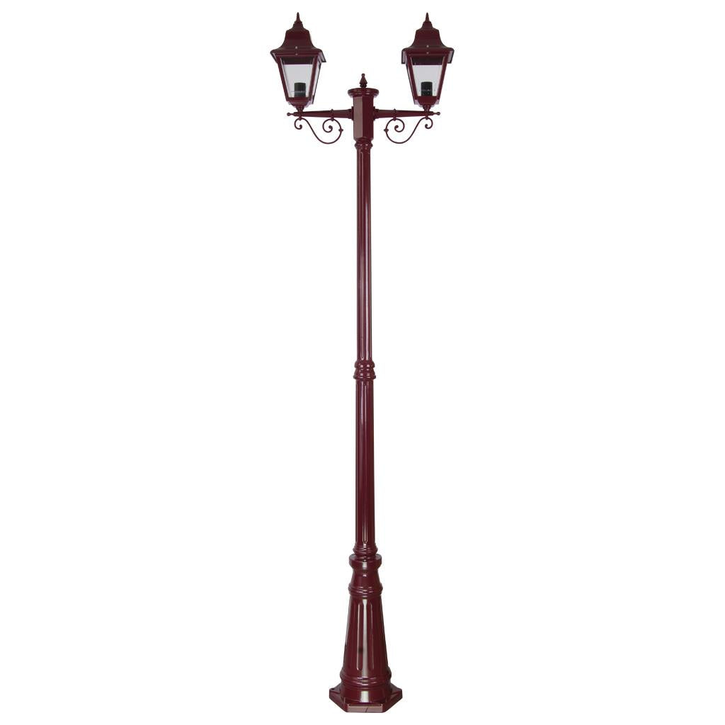 Paris Twin Head Tall Post Light Burgundy
