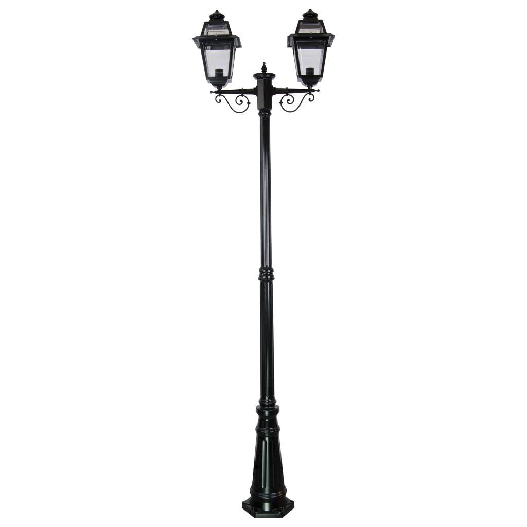 Avignon Twin Head Tall Post Light Black