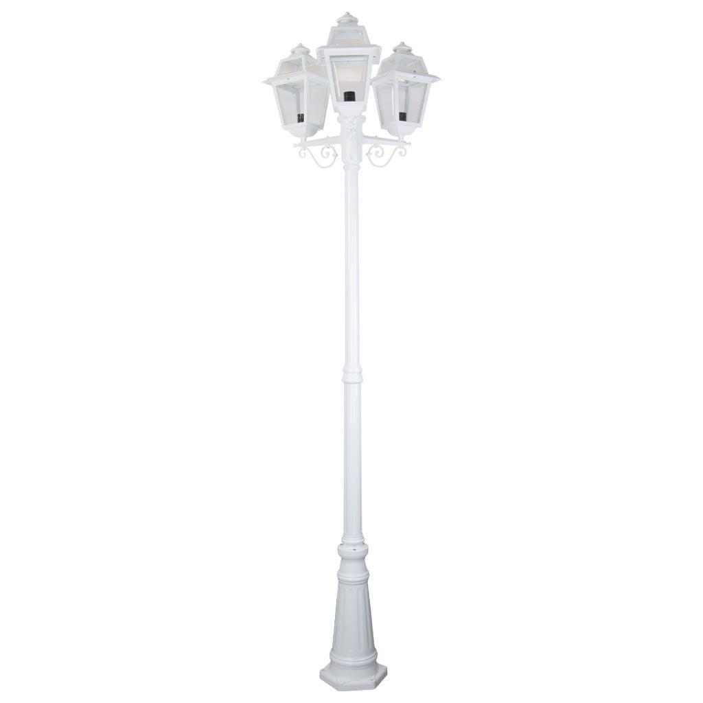 Avignon Triple Head Tall Post Light White