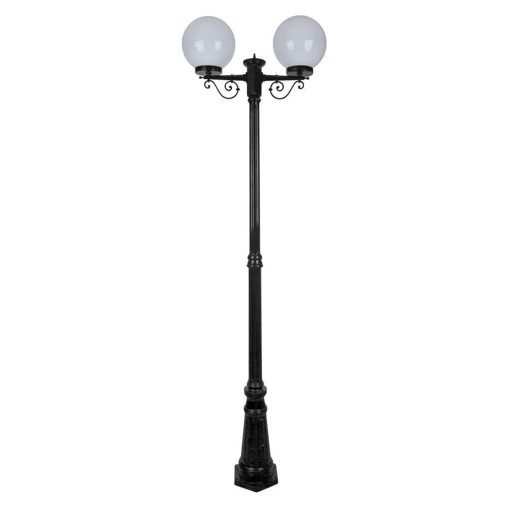 Siena Twin 25cm Spheres Tall Post Light Black