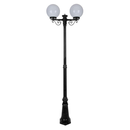 Siena Twin 25cm Spheres Tall Post Light Black