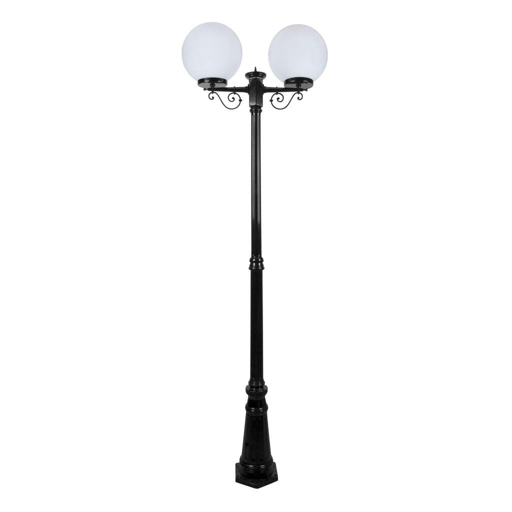 Siena Twin 30cm Spheres Tall Post Light Black