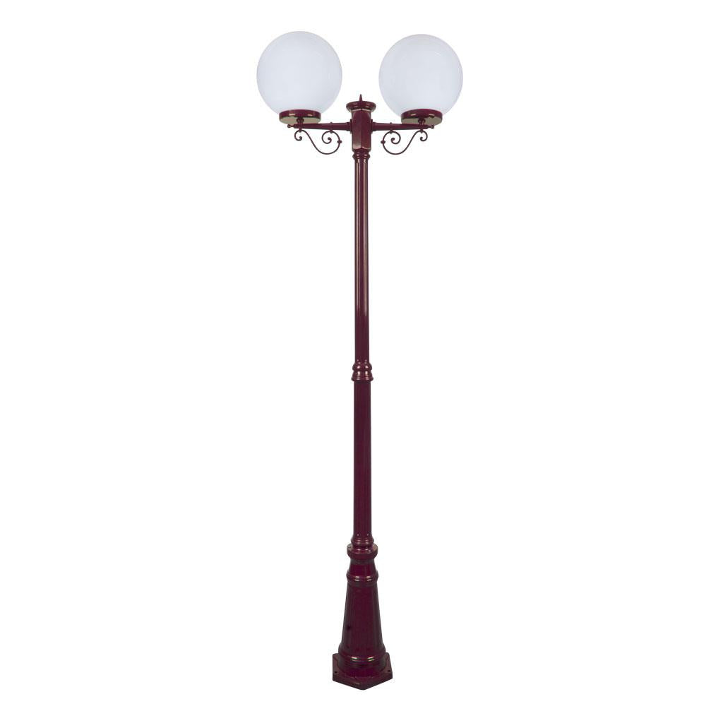 Siena Twin 30cm Spheres Tall Post Light Burgundy