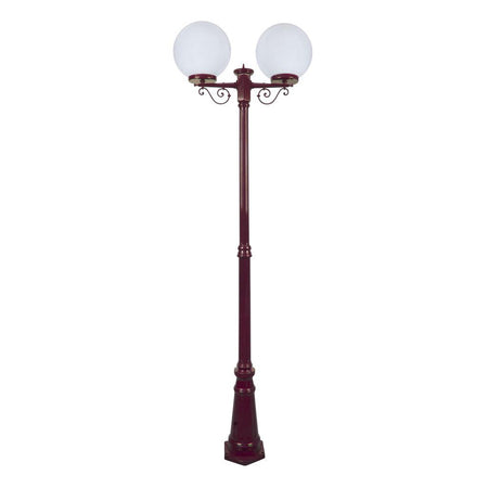 Siena Twin 30cm Spheres Tall Post Light Burgundy