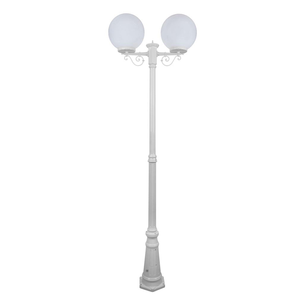 Siena Twin 30cm Spheres Tall Post Light White