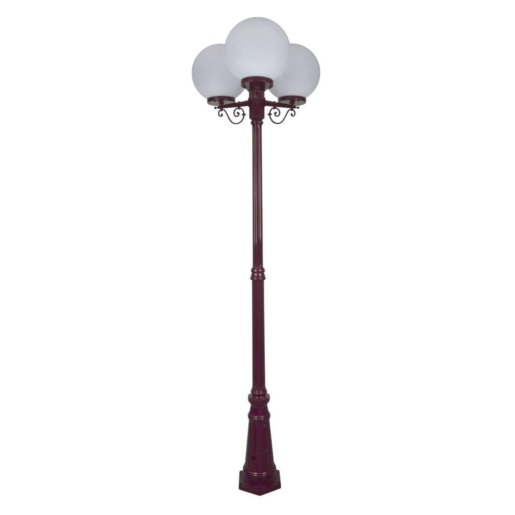 Siena Triple 30cm Spheres Tall Post Light Burgundy