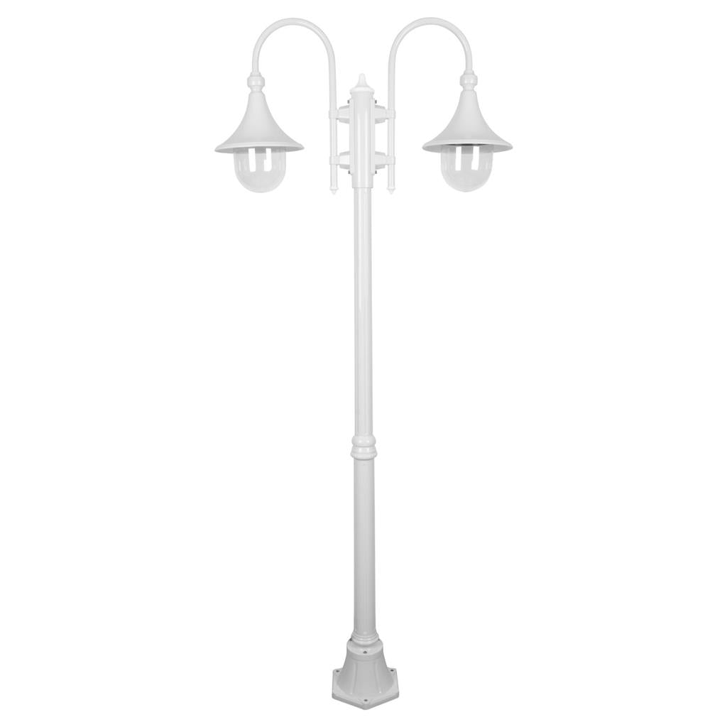 Monaco Twin Head Medium Post Light White