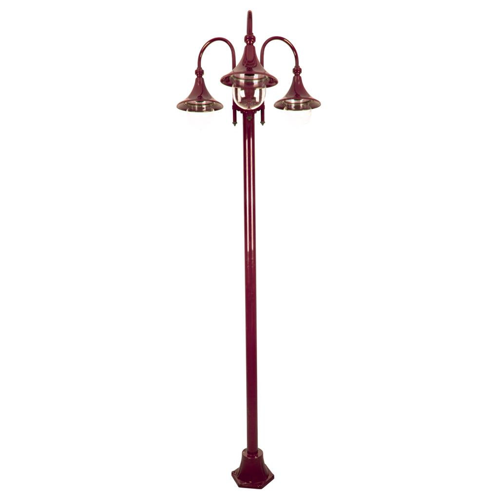 Monaco Triple Head Tall Plain Post Light Burgundy