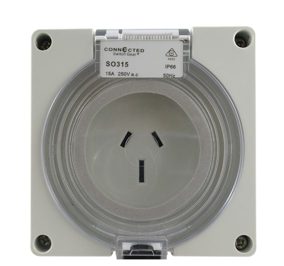 IP66 3 Pin Socket Outlet 20A 250V AC