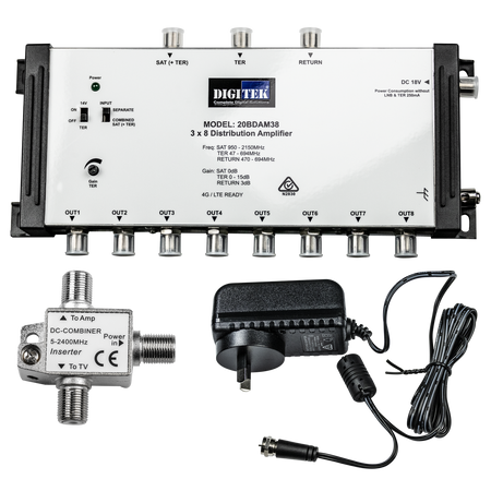 Digitek 3 Input 8 Way Distribution Amp