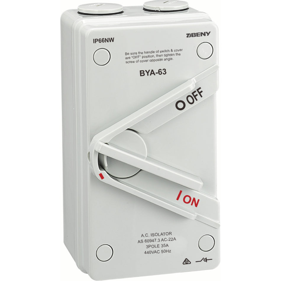 ZJBENY AC Isolator 35A 3 Pole (BYA-63) 5 YRS WARRANTY