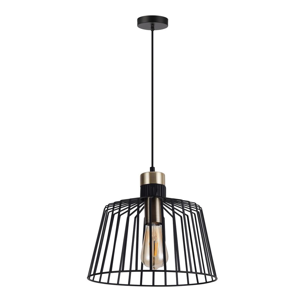 Ashley 1 Light Pendant Large Black / Antique Brass