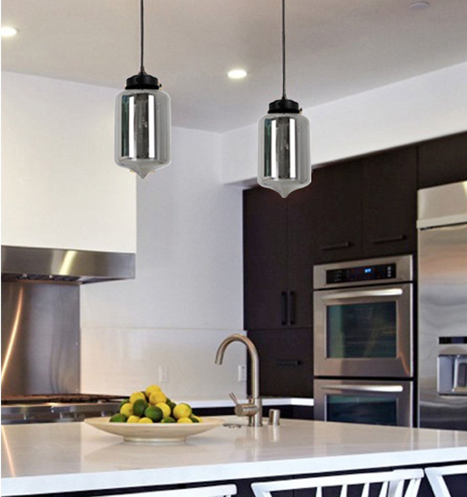 Mason Modern Retro Tipped Glass Pendant Light - Smokey Black