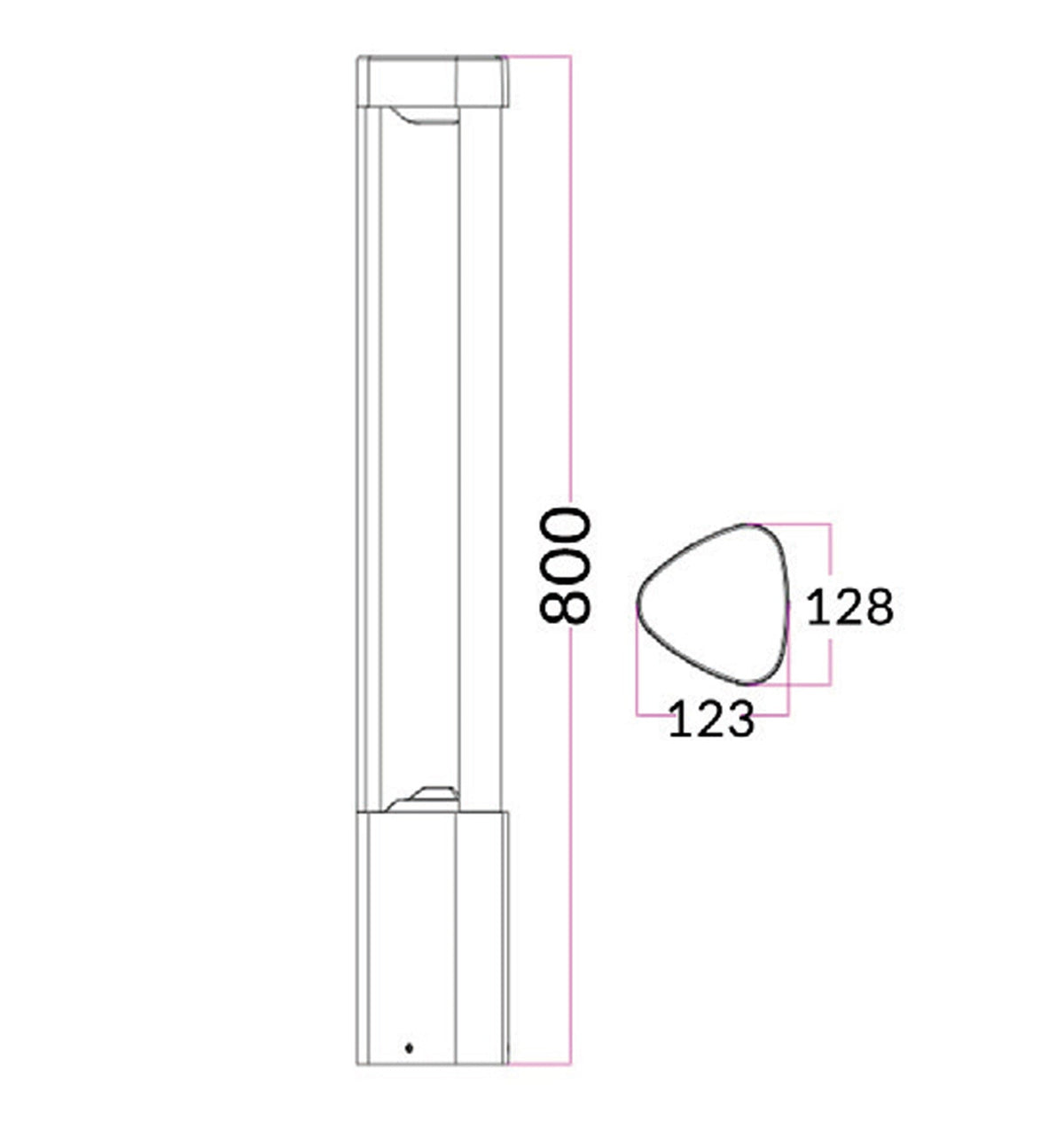 LED Surface Mounted Grey Bollard Light IP54 - Triangular