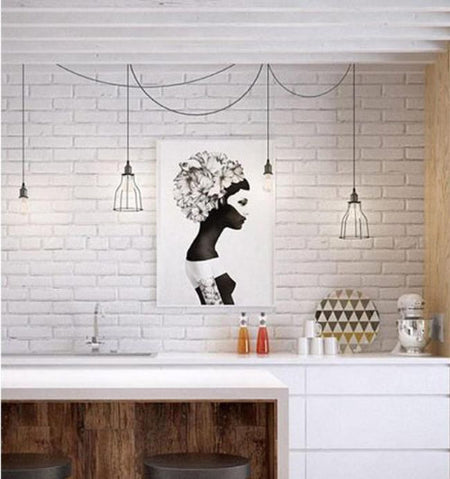 BLACKBAND & WHITEBAND Small Diamond Shape Bird Cage Pendant Light - Black