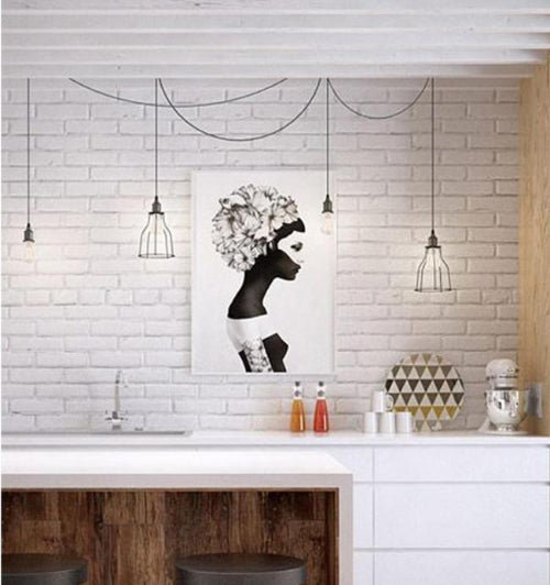 BLACKBAND & WHITEBAND Small Diamond Shape Bird Cage Pendant Light - White