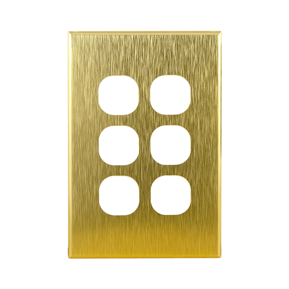 Brass Cover Plate for 6 Gang Switch GEO
