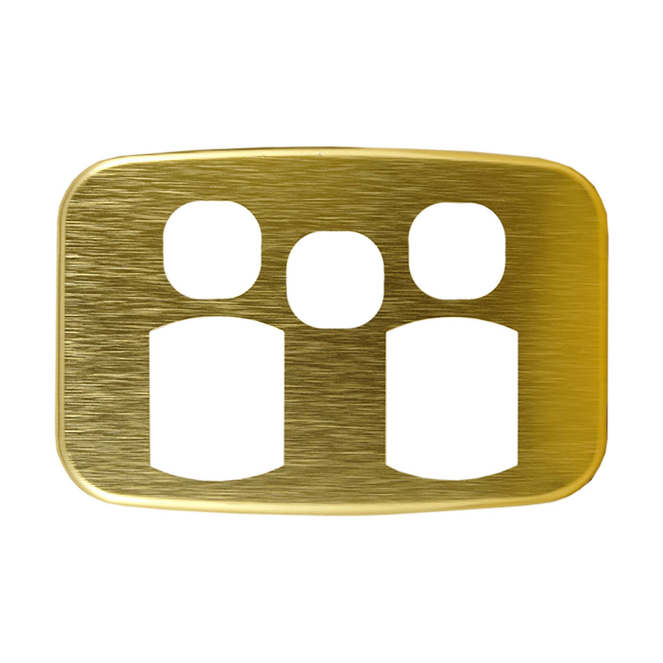 双 GPO 盖板 + 额外开关 拉丝黄铜 LUNA