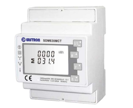 Solis Three Phase CT Meter 120/40mA (SDM630) w/ 3xCTs - For export control and Consumption monitoring