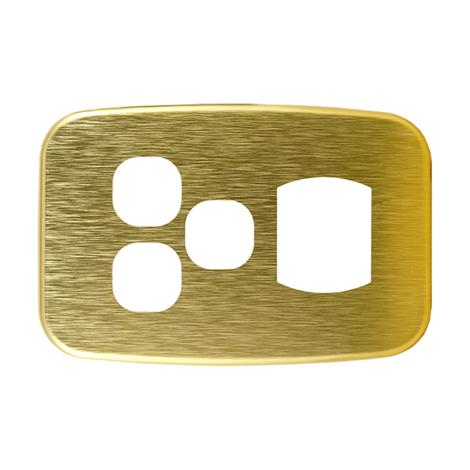 黄铜盖板单 GPO，带 2 个额外开关