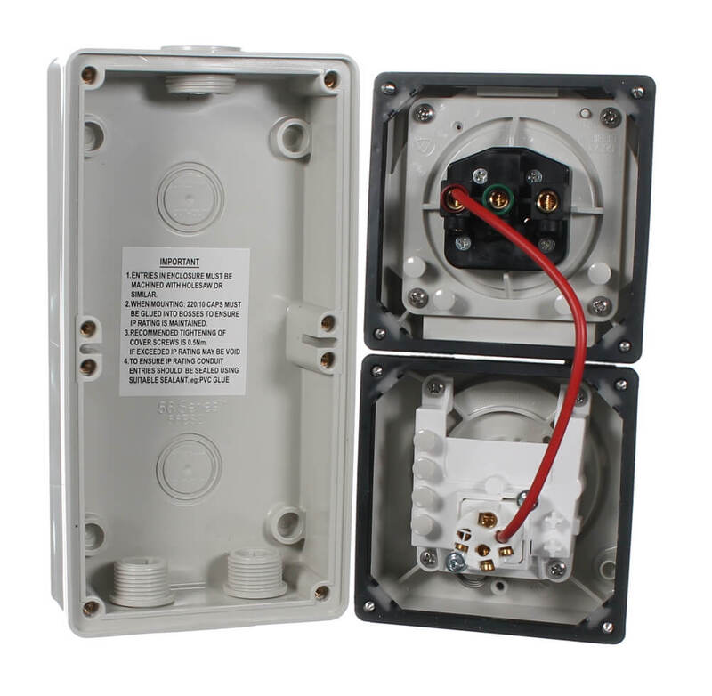 Clipsal - 56 Series Switched Socket Outlet 250V, 15A, 3 Flat PIN, IP66, 1 Pole | Grey