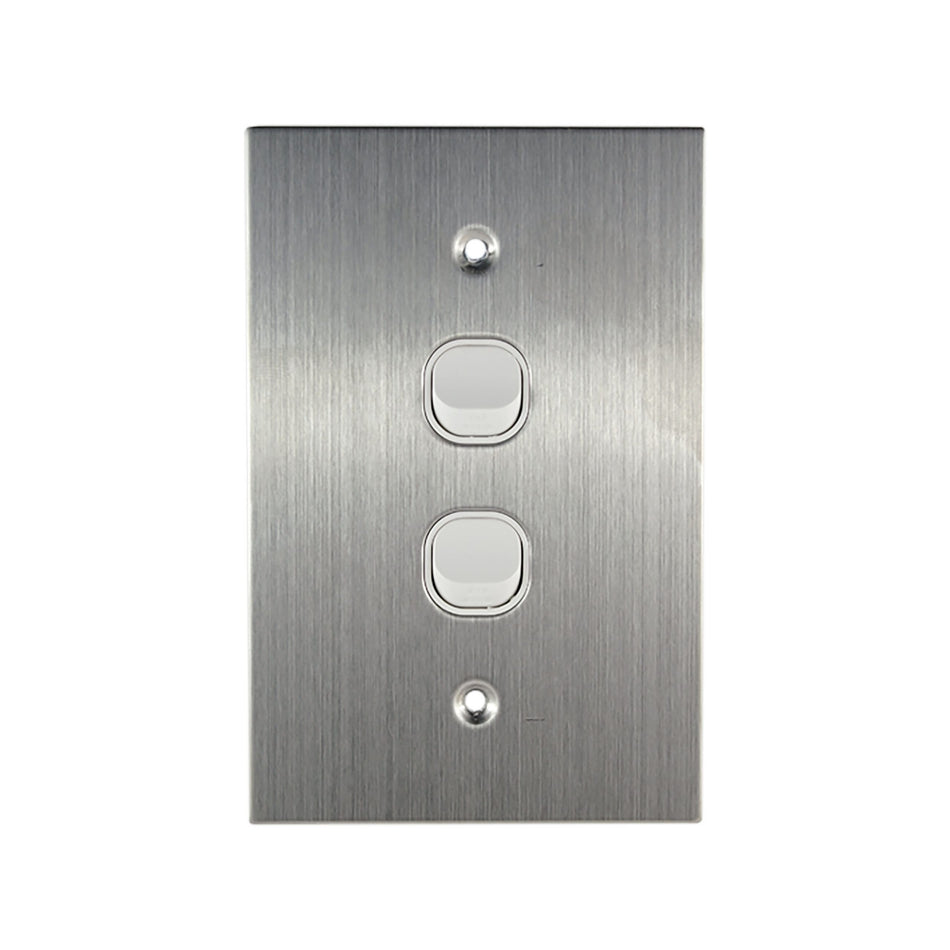 Stainless Steel Light Switch 2 Gang Vertical
