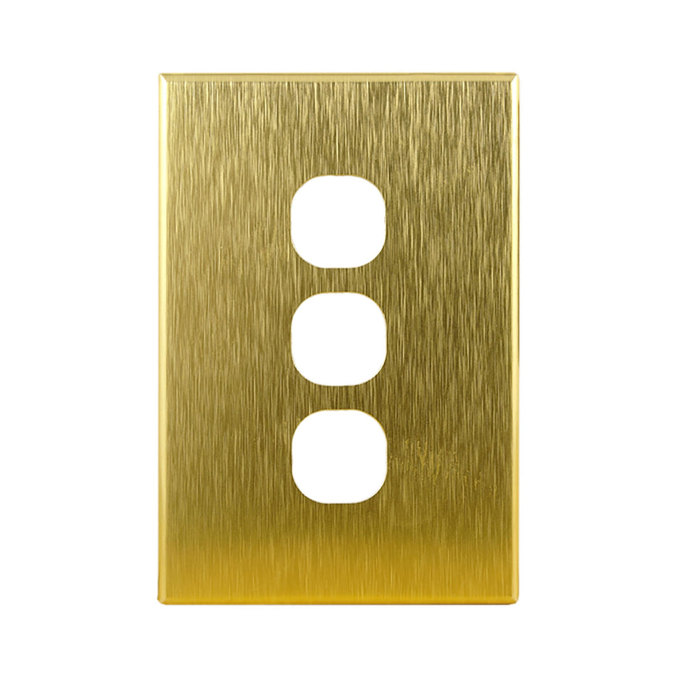 Brushed Brass Cover Plate 3 Gang Switch GEO