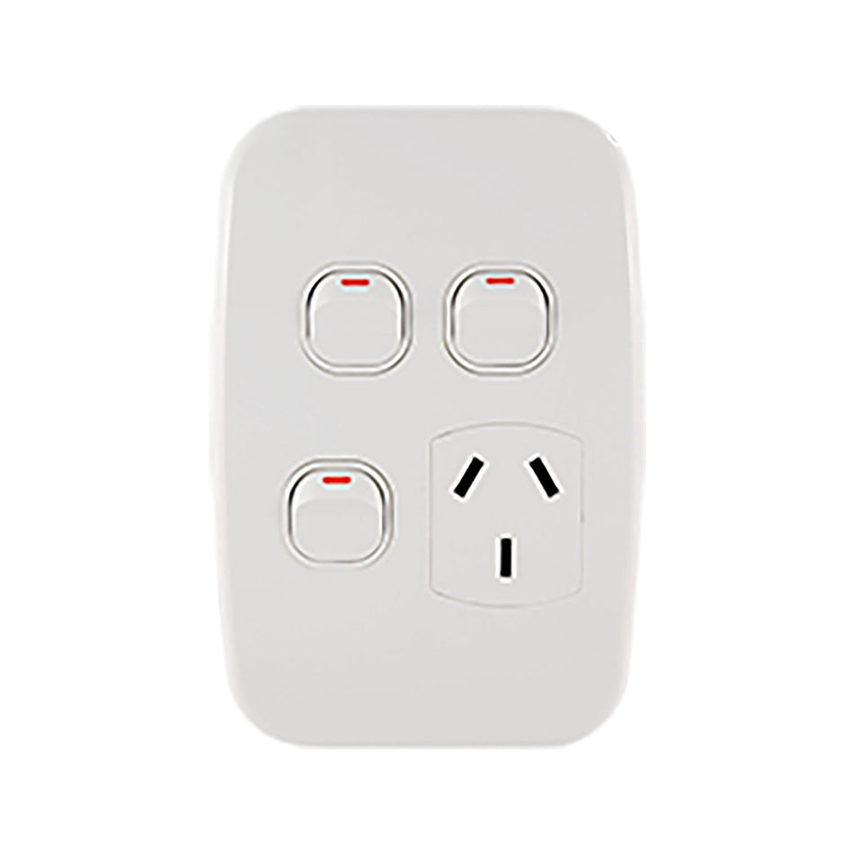 Single Power Point with 2 Extra Switches – VERTICAL