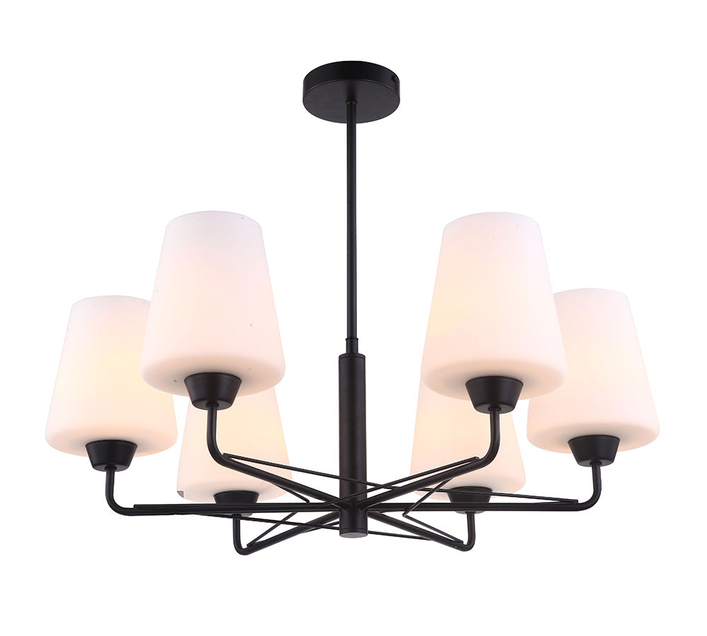 Interior Modern 6 Light Chandelier Matt Black