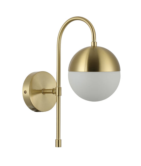 ARO Interior Round Opal Glass with Satin Gold Bracket Wall Light