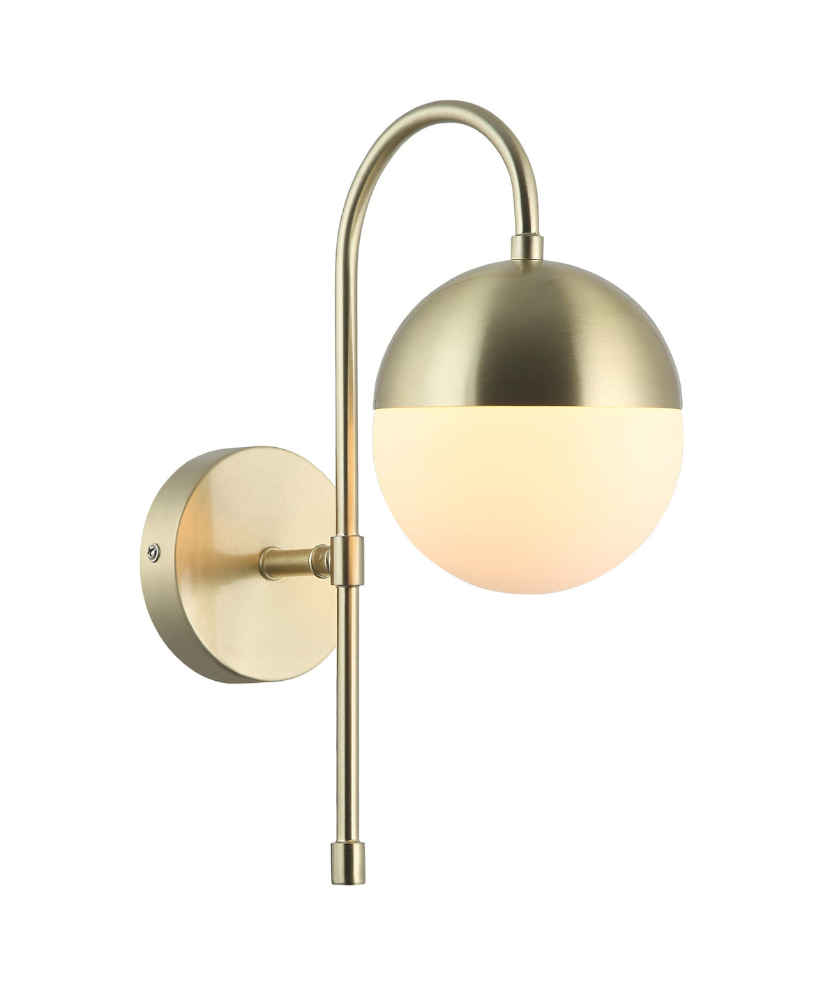 ARO Interior Round Opal Glass with Satin Gold Bracket Wall Light