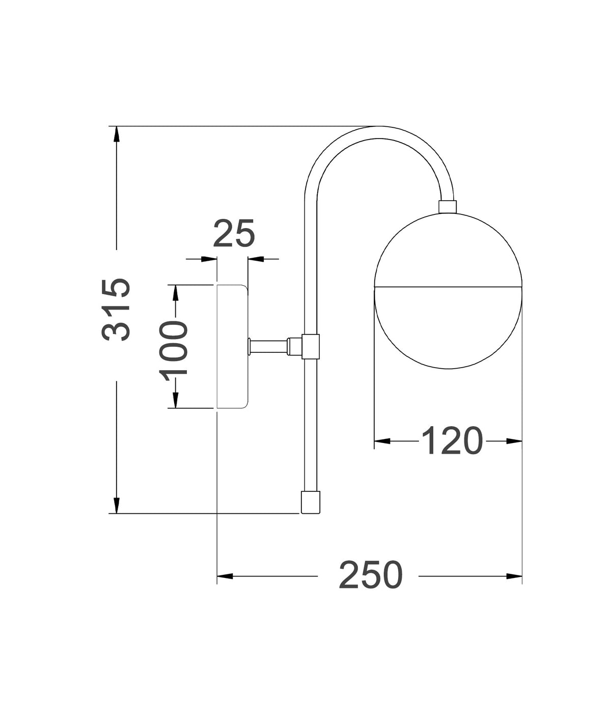 ARO Interior Round Opal Glass with Satin Gold Bracket Wall Light