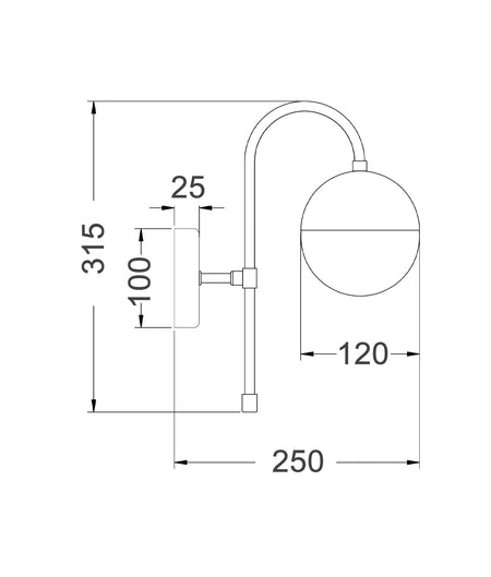 ARO Interior Round Opal Glass with Satin Gold Bracket Wall Light