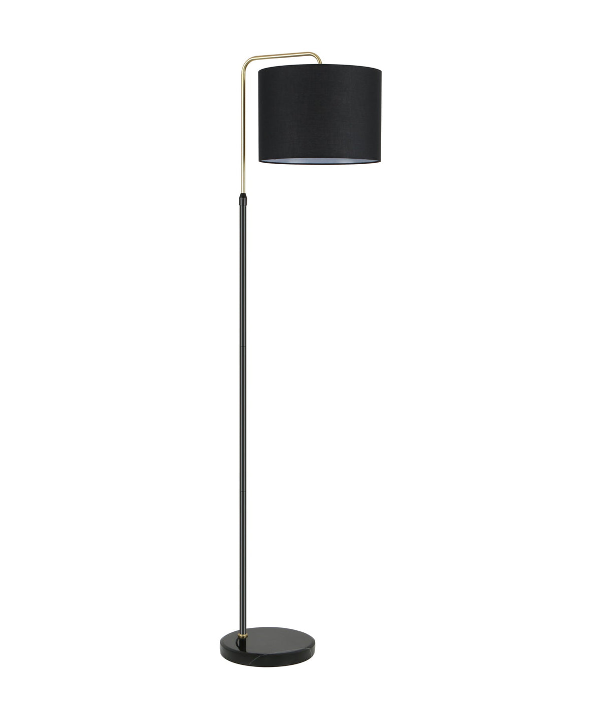 Arriba Drum Shade with Marble Base Height Adjustable Floor Lamp - Black