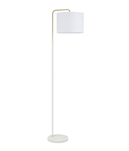 Arriba Drum Shade with Marble Base Height Adjustable Floor Lamp - White