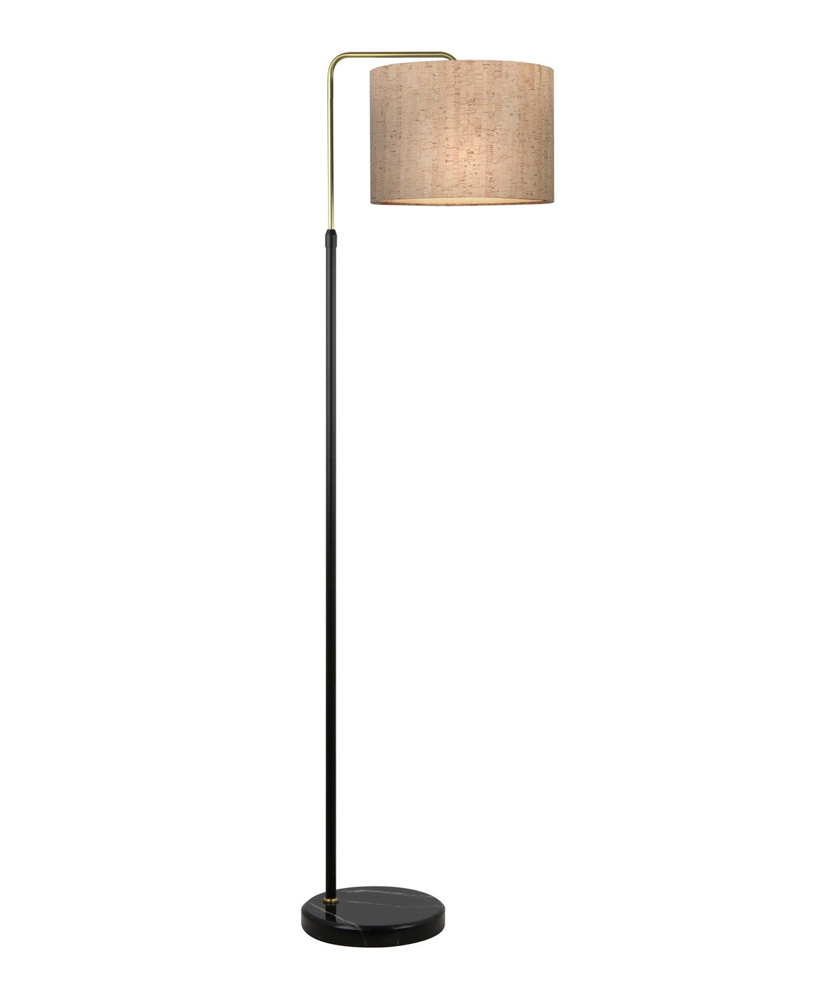 Arriba Drum Shade with Marble Base Height Adjustable Floor Lamp - Cork