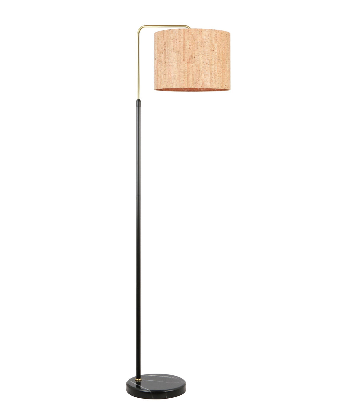 Arriba Drum Shade with Marble Base Height Adjustable Floor Lamp - Cork