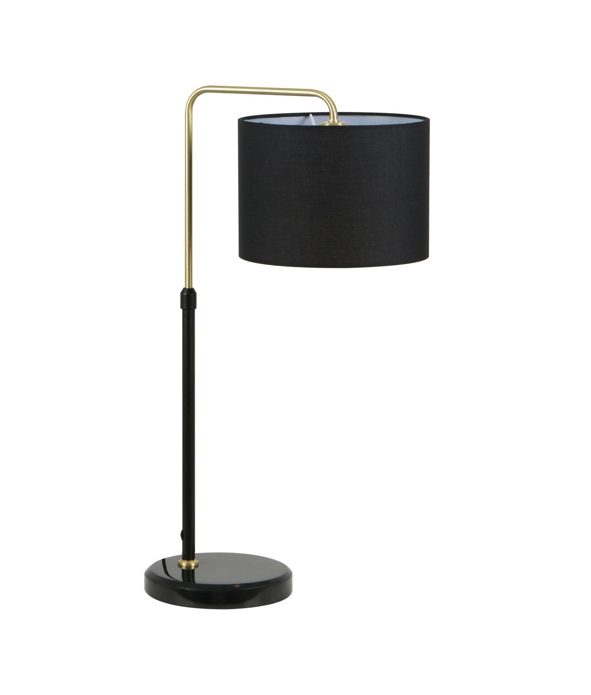 Arriba Drum Shade with Marble Base Height Adjustable Table Lamp - Black