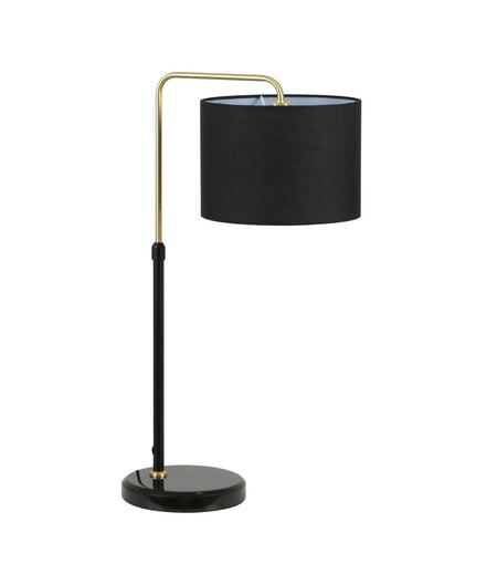 Arriba Drum Shade with Marble Base Height Adjustable Table Lamp - Black